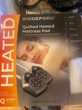 NIB Biddeford Quilted Heated Mattress Pad - Queen, White no offers